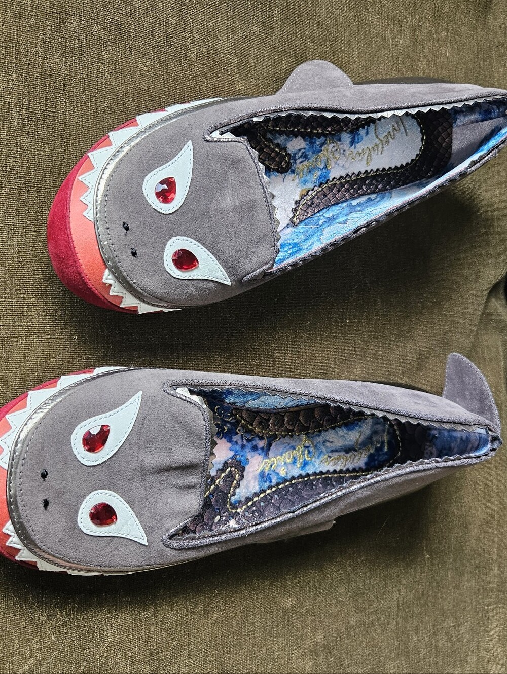 Irregular Choice Mr Shark-o Shark Flats Sharko Glitter Slip On Size 42 US 11 - Picture 2 of 8